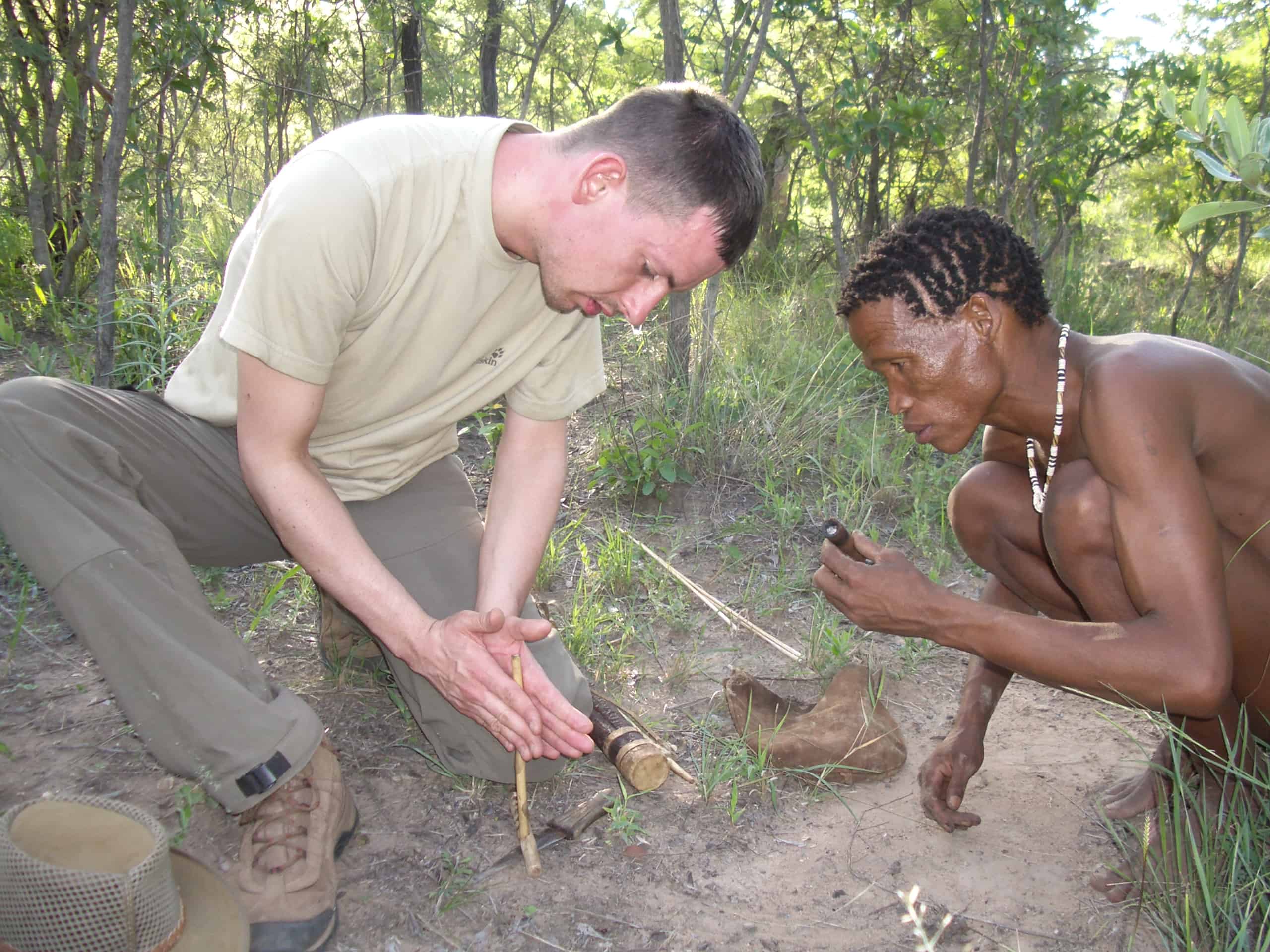 Feuerbohren mit Buschmännern in Namibia 2007