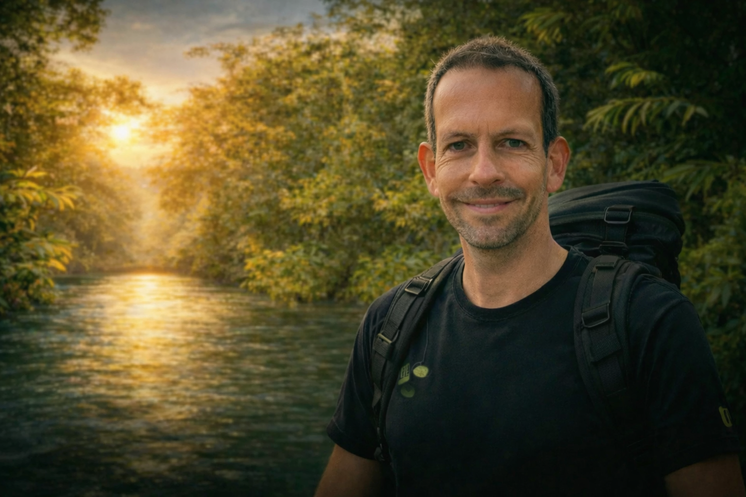 Tropischer Wasserfall im Morgenlicht